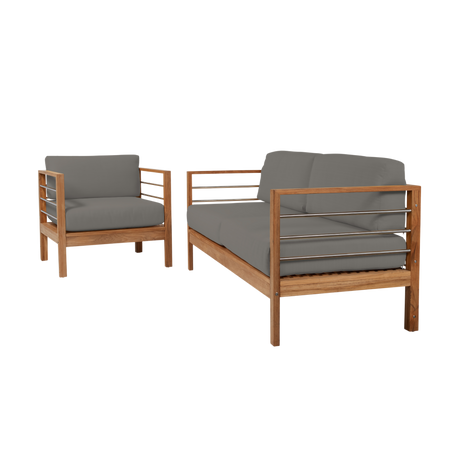 SoHo Teak Charcoal Outdoor Club Chair with Sunbrella® Cushion - Ornate Home