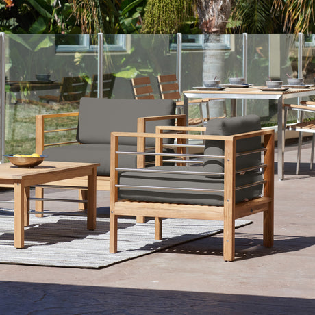 SoHo Teak Charcoal Outdoor Club Chair with Sunbrella® Cushion - Ornate Home