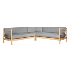 SoHo Teak Charcoal Outdoor Sectional Corner with Sunbrella® Cushion - Ornate Home