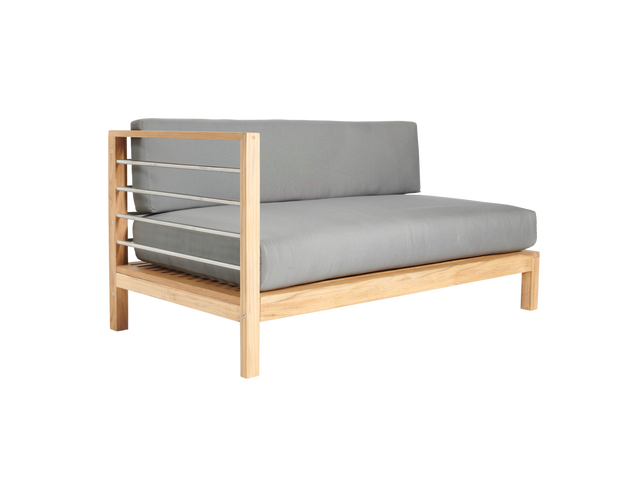 SoHo Teak Charcoal Outdoor Sectional Left Sofa with Sunbrella® Cushion - Ornate Home