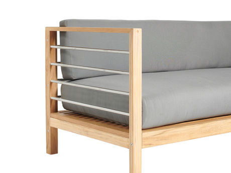 SoHo Teak Charcoal Outdoor Sectional Left Sofa with Sunbrella® Cushion - Ornate Home