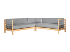 SoHo Teak Charcoal Outdoor Sectional Left Sofa with Sunbrella® Cushion - Ornate Home