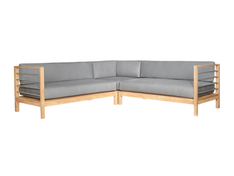 SoHo Teak Charcoal Outdoor Sectional Left Sofa with Sunbrella® Cushion - Ornate Home