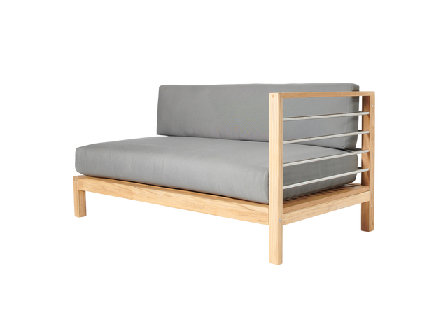 SoHo Teak Charcoal Outdoor Sectional Right Sofa with Sunbrella® Cushion - Ornate Home