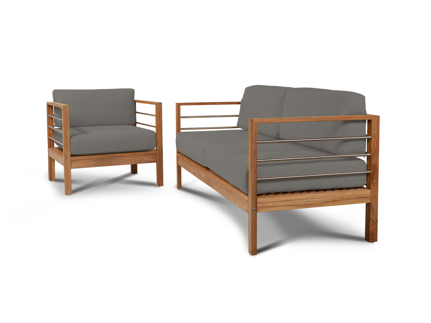 SoHo Teak Charcoal Outdoor Sofa with Sunbrella® Cushion - Ornate Home