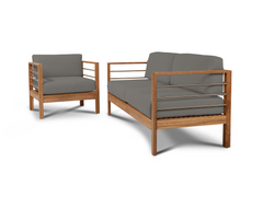 SoHo Teak Charcoal Outdoor Sofa with Sunbrella® Cushion - Ornate Home