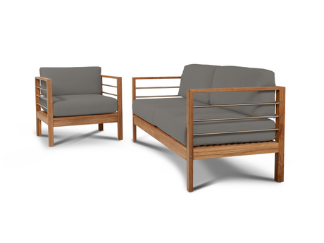 SoHo Teak Charcoal Outdoor Sofa with Sunbrella® Cushion - Ornate Home