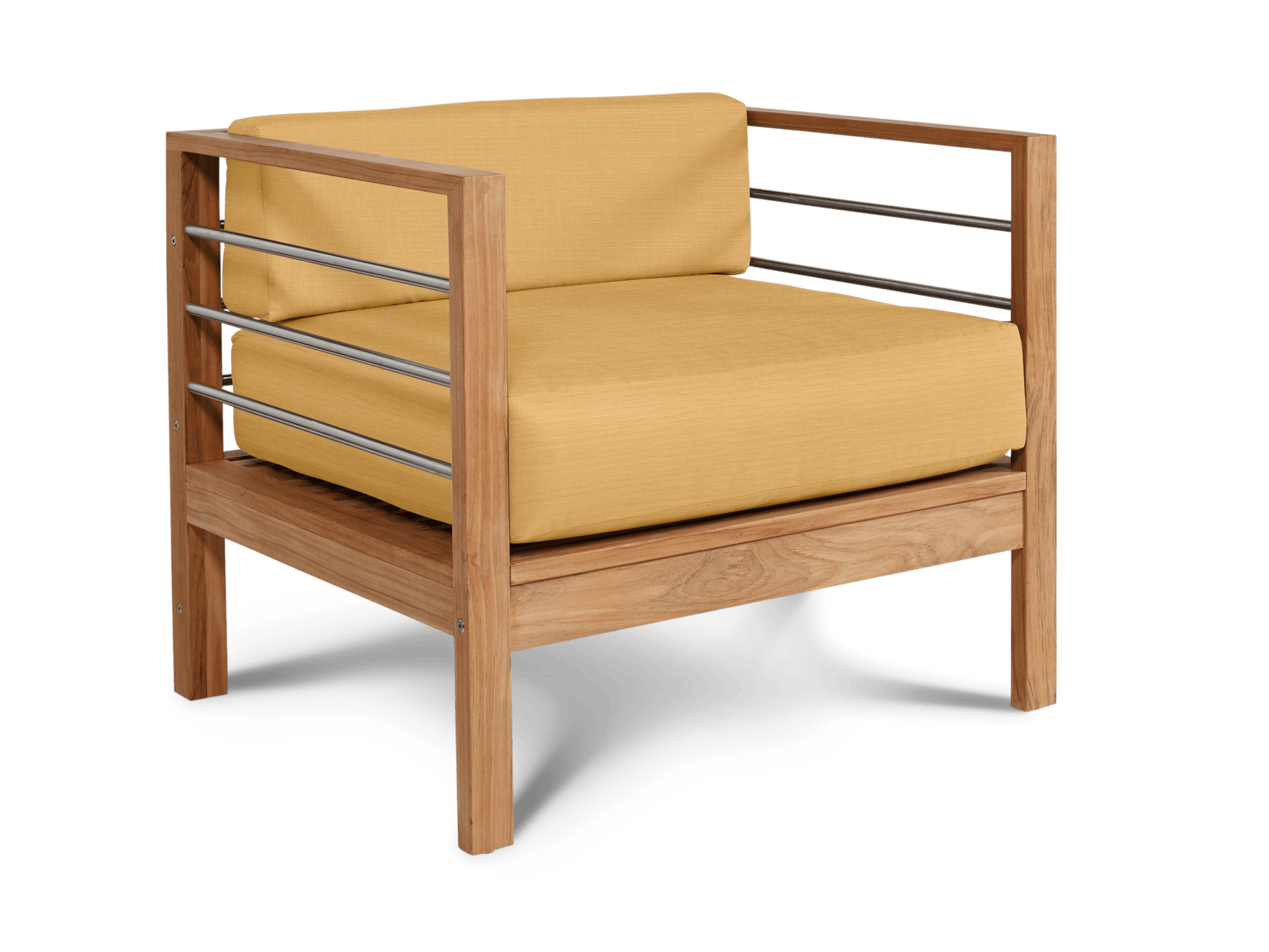 SoHo Teak Dupione Cornsilk Outdoor Club Chair with Sunbrella® Cushion - Ornate Home