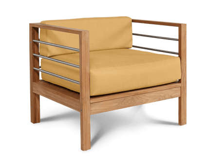 SoHo Teak Dupione Cornsilk Outdoor Club Chair with Sunbrella® Cushion - Ornate Home