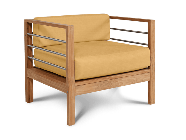 SoHo Teak Dupione Cornsilk Outdoor Club Chair with Sunbrella® Cushion - Ornate Home