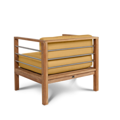 SoHo Teak Dupione Cornsilk Outdoor Club Chair with Sunbrella® Cushion - Ornate Home