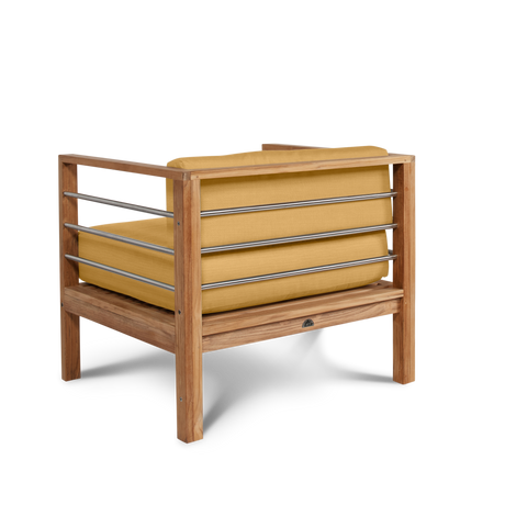 SoHo Teak Dupione Cornsilk Outdoor Club Chair with Sunbrella® Cushion - Ornate Home