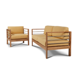 SoHo Teak Dupione Cornsilk Outdoor Club Chair with Sunbrella® Cushion - Ornate Home