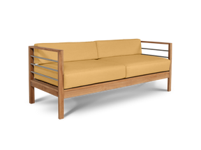 SoHo Teak Dupione Cornsilk Outdoor Sofa with Sunbrella® Cushion - Ornate Home