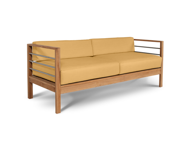 SoHo Teak Dupione Cornsilk Outdoor Sofa with Sunbrella® Cushion - Ornate Home