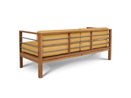 SoHo Teak Dupione Cornsilk Outdoor Sofa with Sunbrella® Cushion - Ornate Home