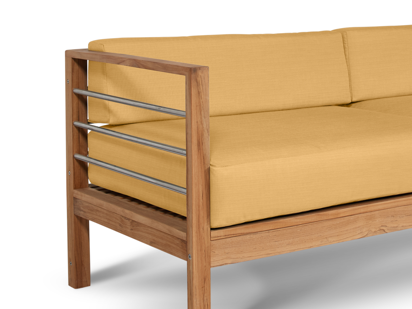 SoHo Teak Dupione Cornsilk Outdoor Sofa with Sunbrella® Cushion - Ornate Home