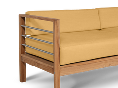 SoHo Teak Dupione Cornsilk Outdoor Sofa with Sunbrella® Cushion - Ornate Home