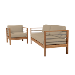 SoHo Teak Fawn Outdoor Club Chair with Sunbrella® Cushion - Ornate Home