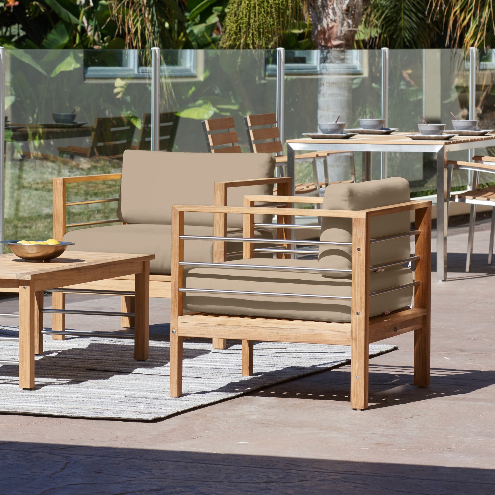 SoHo Teak Fawn Outdoor Club Chair with Sunbrella® Cushion - Ornate Home