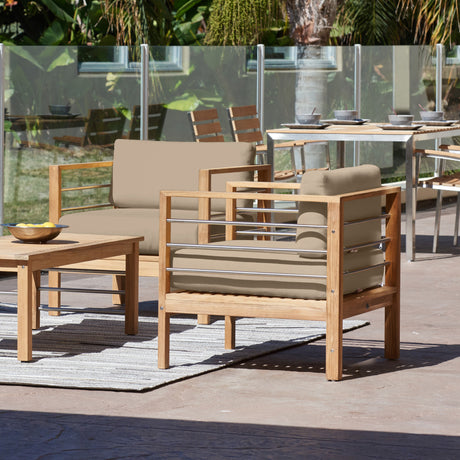 SoHo Teak Fawn Outdoor Club Chair with Sunbrella® Cushion - Ornate Home