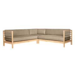 SoHo Teak Fawn Outdoor Sectional Corner with Sunbrella® Cushion - Ornate Home