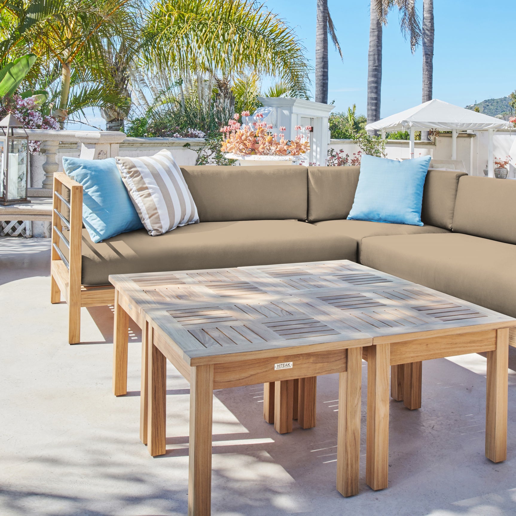 SoHo Teak Fawn Outdoor Sectional Corner with Sunbrella® Cushion - Ornate Home