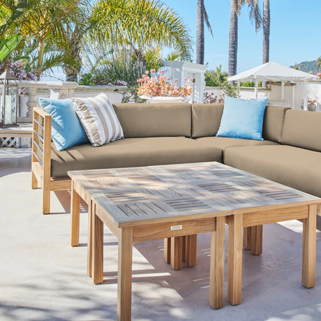 SoHo Teak Fawn Outdoor Sectional Corner with Sunbrella® Cushion - Ornate Home
