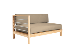 SoHo Teak Fawn Outdoor Sectional Left Sofa with Sunbrella® Cushion - Ornate Home