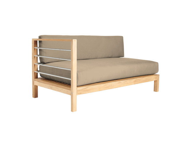 SoHo Teak Fawn Outdoor Sectional Left Sofa with Sunbrella® Cushion - Ornate Home