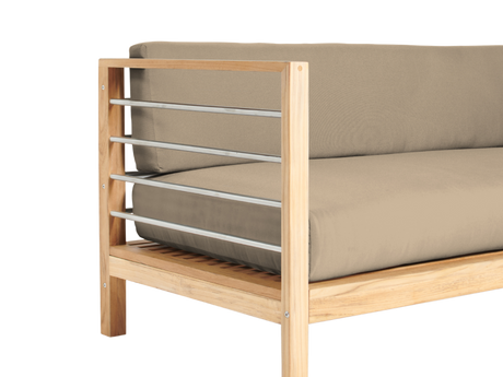 SoHo Teak Fawn Outdoor Sectional Left Sofa with Sunbrella® Cushion - Ornate Home