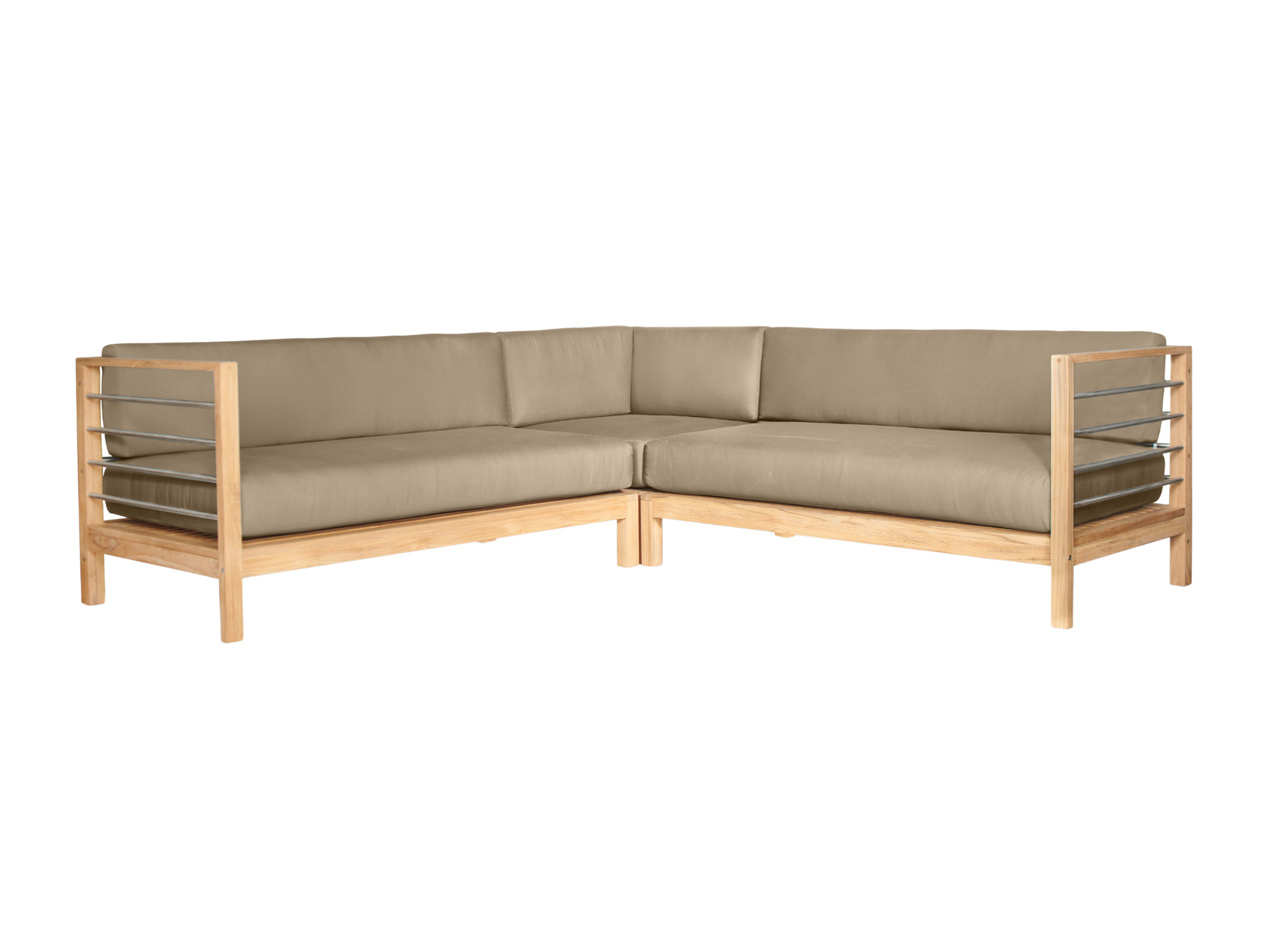 SoHo Teak Fawn Outdoor Sectional Left Sofa with Sunbrella® Cushion - Ornate Home