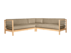 SoHo Teak Fawn Outdoor Sectional Left Sofa with Sunbrella® Cushion - Ornate Home