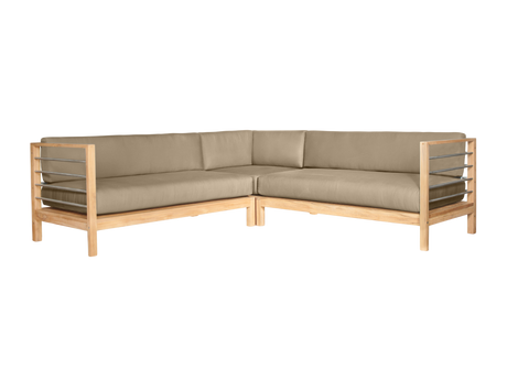 SoHo Teak Fawn Outdoor Sectional Left Sofa with Sunbrella® Cushion - Ornate Home