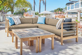 SoHo Teak Fawn Outdoor Sectional Left Sofa with Sunbrella® Cushion - Ornate Home