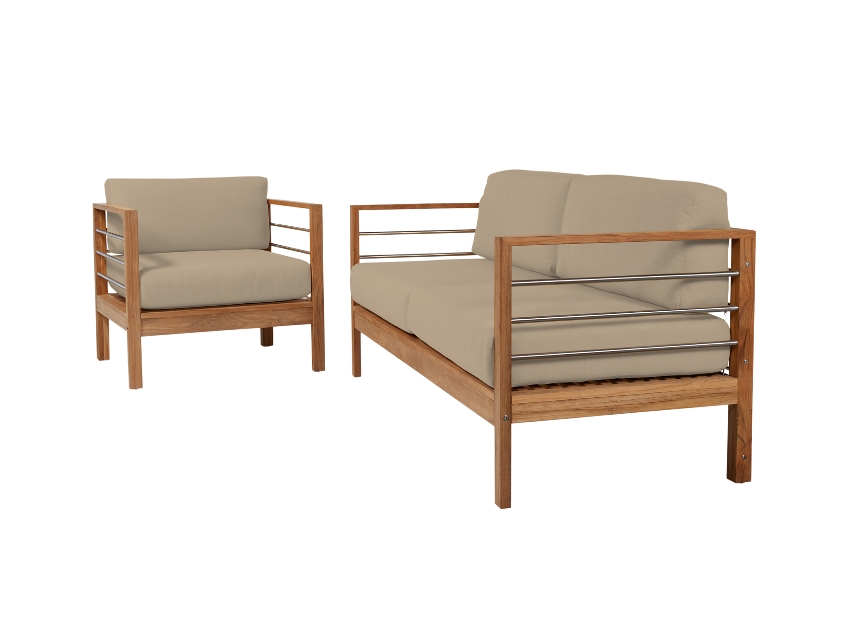 SoHo Teak Fawn Outdoor Sofa with Sunbrella® Cushion - Ornate Home