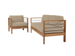 SoHo Teak Fawn Outdoor Sofa with Sunbrella® Cushion - Ornate Home