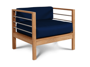 SoHo Teak Navy Outdoor Club Chair with Sunbrella® Cushion - Ornate Home