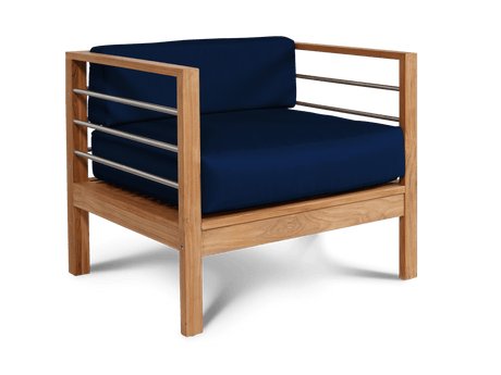 SoHo Teak Navy Outdoor Club Chair with Sunbrella® Cushion - Ornate Home