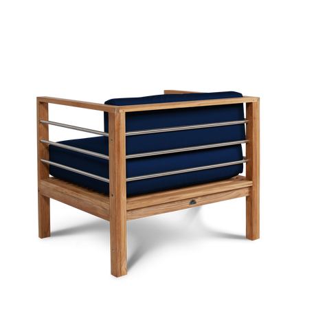 SoHo Teak Navy Outdoor Club Chair with Sunbrella® Cushion - Ornate Home