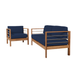 SoHo Teak Navy Outdoor Club Chair with Sunbrella® Cushion - Ornate Home