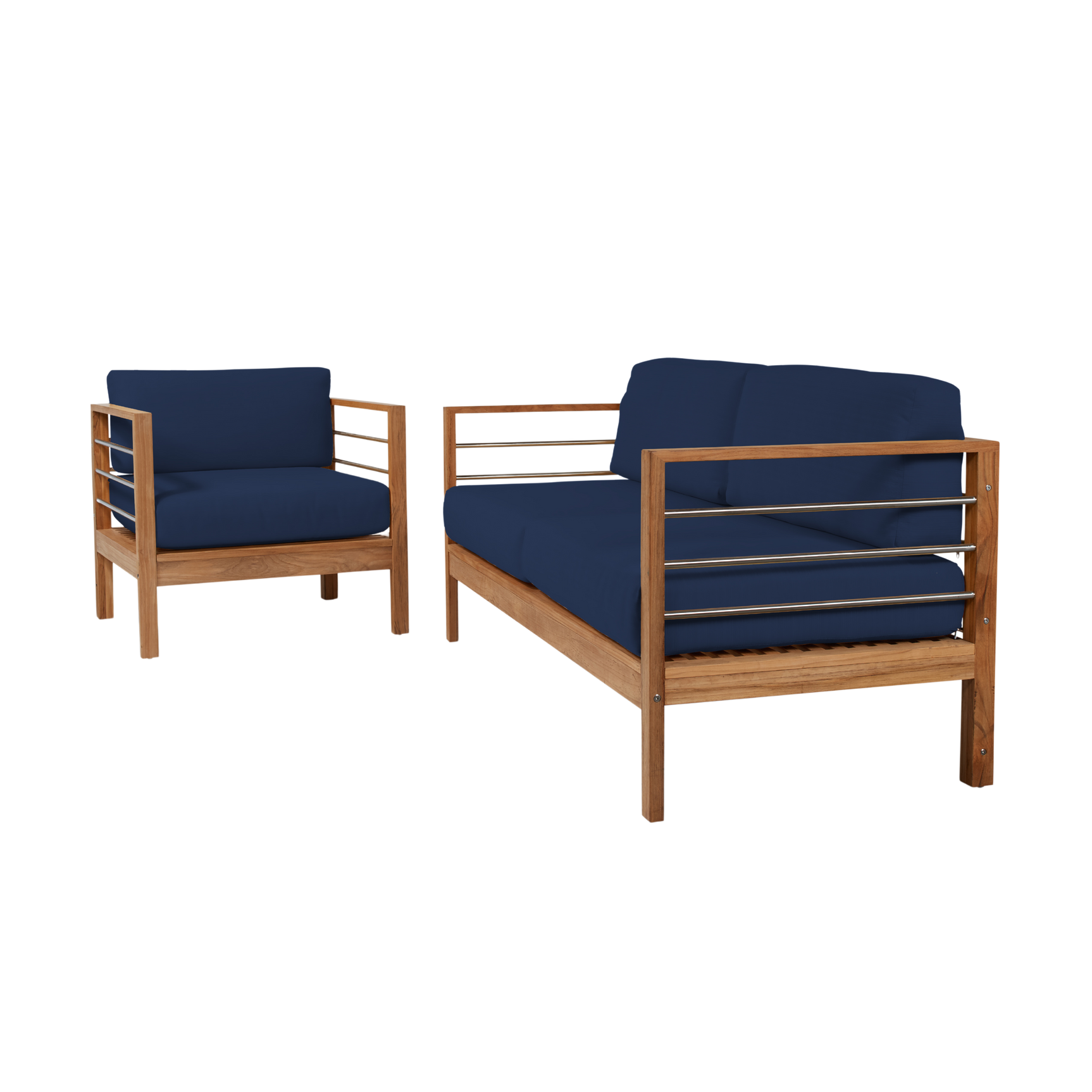 SoHo Teak Navy Outdoor Club Chair with Sunbrella® Cushion - Ornate Home