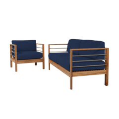 SoHo Teak Navy Outdoor Club Chair with Sunbrella® Cushion - Ornate Home