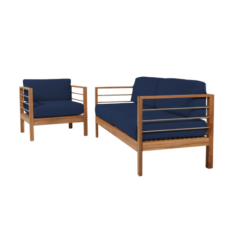 SoHo Teak Navy Outdoor Club Chair with Sunbrella® Cushion - Ornate Home