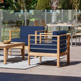 SoHo Teak Navy Outdoor Club Chair with Sunbrella® Cushion - Ornate Home