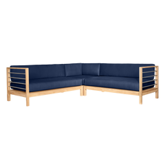 SoHo Teak Navy Outdoor Sectional Corner with Sunbrella® Cushion - Ornate Home