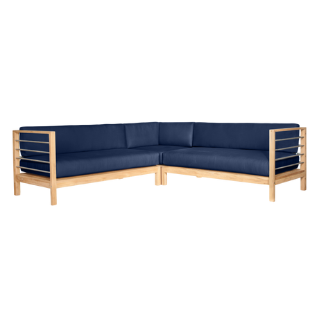 SoHo Teak Navy Outdoor Sectional Corner with Sunbrella® Cushion - Ornate Home