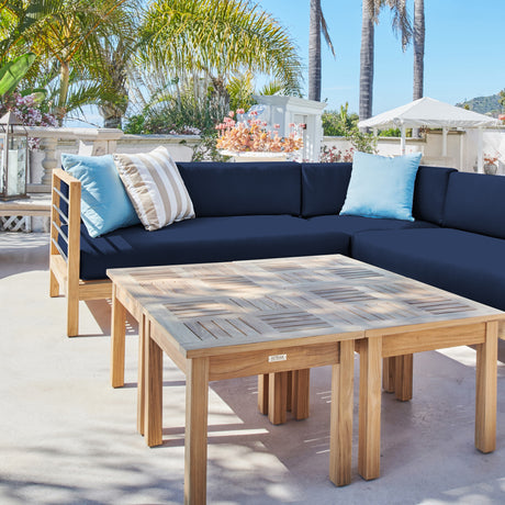 SoHo Teak Navy Outdoor Sectional Corner with Sunbrella® Cushion - Ornate Home