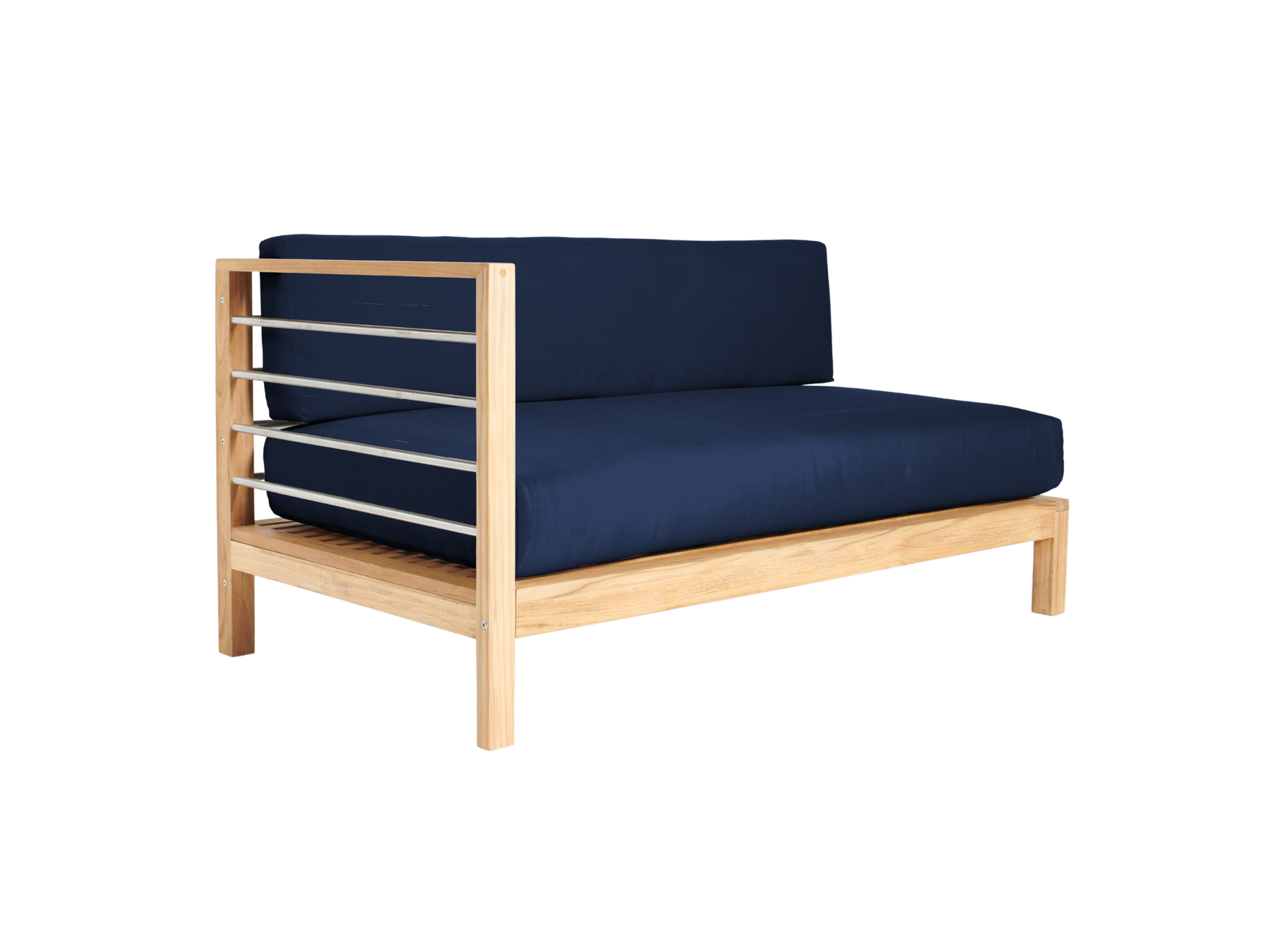 SoHo Teak Navy Outdoor Sectional Left Sofa with Sunbrella® Cushion - Ornate Home