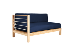 SoHo Teak Navy Outdoor Sectional Left Sofa with Sunbrella® Cushion - Ornate Home